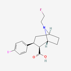 molecular formula C16H19FINO2 B3367513 (1R,2S,3S,5S)-8-(2-Fluoroethyl)-3-(4-iodophenyl)-8-azabicyclo[3.2.1]octane-2-carboxylic acid CAS No. 180045-77-6