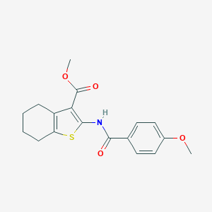 molecular formula C18H19NO4S B336752 Methyl 2-[(4-methoxybenzoyl)amino]-4,5,6,7-tetrahydro-1-benzothiophene-3-carboxylate 