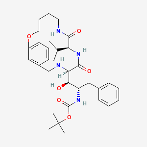 (1'S,2'S,8S,11R)-11-(2'-(((1,1-Dimethylethoxy)carbonyl)amino)-1'-hydroxy-3'-phenylprop-1'-yl)-8-(1-methylethyl)-6,9,12-triaza-1-oxa-7,10-dioxo(13)metacyclophane