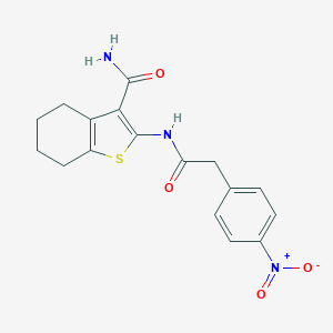 molecular formula C17H17N3O4S B336756 2-[({4-Nitrophenyl}acetyl)amino]-4,5,6,7-tetrahydro-1-benzothiophene-3-carboxamide 