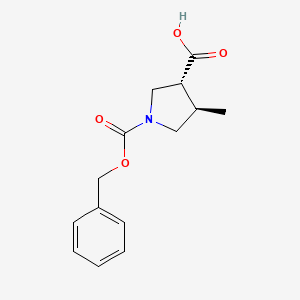 molecular formula C14H17NO4 B3367572 Trans-1-[(Benzyloxy)carbonyl]-4-methylpyrrolidine-3-carboxylic acid CAS No. 1821743-34-3