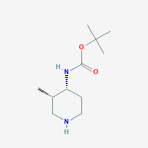 molecular formula C11H22N2O2 B3367576 Carbamic acid, [(3R,4S)-3-methyl-4-piperidinyl]-, 1,1-dimethylethyl ester, rel- CAS No. 1821759-61-8