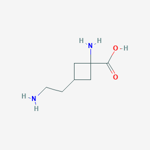 molecular formula C7H14N2O2 B3367613 1-Amino-3-(2-aminoethyl)-cyclobutanecarboxylic acid CAS No. 184103-62-6
