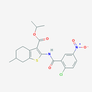 molecular formula C20H21ClN2O5S B336764 Isopropyl 2-({2-chloro-5-nitrobenzoyl}amino)-6-methyl-4,5,6,7-tetrahydro-1-benzothiophene-3-carboxylate 