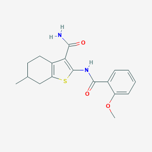 molecular formula C18H20N2O3S B336771 2-[(2-Methoxybenzoyl)amino]-6-methyl-4,5,6,7-tetrahydro-1-benzothiophene-3-carboxamide 