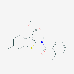 molecular formula C20H23NO3S B336776 Ethyl 6-methyl-2-[(2-methylbenzoyl)amino]-4,5,6,7-tetrahydro-1-benzothiophene-3-carboxylate 