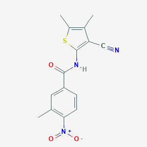 molecular formula C15H13N3O3S B336777 N-(3-cyano-4,5-dimethylthiophen-2-yl)-3-methyl-4-nitrobenzamide 