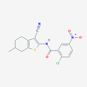 molecular formula C17H14ClN3O3S B336780 2-chloro-N-(3-cyano-6-methyl-4,5,6,7-tetrahydro-1-benzothiophen-2-yl)-5-nitrobenzamide 