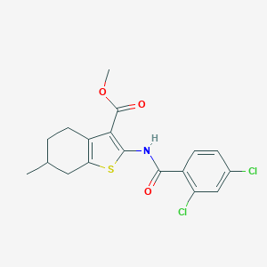 molecular formula C18H17Cl2NO3S B336782 Methyl 2-[(2,4-dichlorobenzoyl)amino]-6-methyl-4,5,6,7-tetrahydro-1-benzothiophene-3-carboxylate 