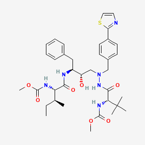 molecular formula C36H50N6O7S B3367841 2,5,6,10,13-Pentaazatetradecanedioic acid, 3-(1,1-dimethylethyl)-8-hydroxy-12-(1-methylpropyl)-4,11-dioxo-9-(phenylmethyl)-6-((4-(2-thiazolyl)phenyl)methyl)-, dimethyl ester, (3S-(3R*,8R*,9R*,12R*(R*)))- CAS No. 198904-06-2