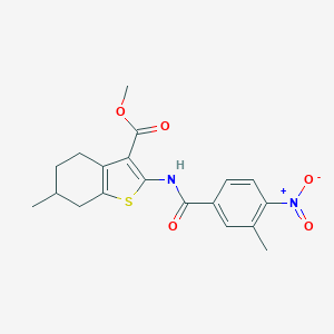 molecular formula C19H20N2O5S B336785 Methyl 2-({4-nitro-3-methylbenzoyl}amino)-6-methyl-4,5,6,7-tetrahydro-1-benzothiophene-3-carboxylate 