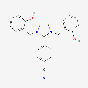 molecular formula C24H23N3O2 B3367895 2-(p-Cyanophenyl)-1,3-bis(o-hydroxybenzyl) imidazolidine CAS No. 20063-36-9