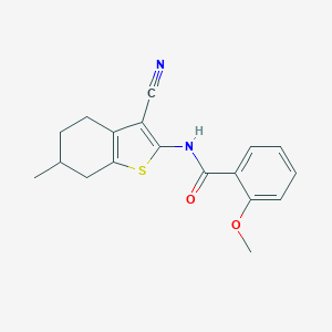molecular formula C18H18N2O2S B336792 N-(3-cyano-6-methyl-4,5,6,7-tetrahydro-1-benzothiophen-2-yl)-2-methoxybenzamide 