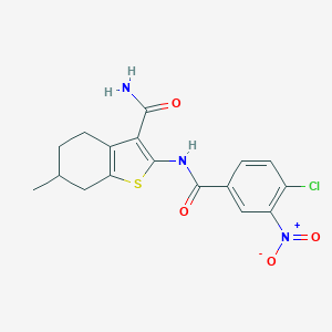 molecular formula C17H16ClN3O4S B336802 2-({4-Chloro-3-nitrobenzoyl}amino)-6-methyl-4,5,6,7-tetrahydro-1-benzothiophene-3-carboxamide 