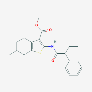 molecular formula C21H25NO3S B336803 Methyl 6-methyl-2-[(2-phenylbutanoyl)amino]-4,5,6,7-tetrahydro-1-benzothiophene-3-carboxylate 