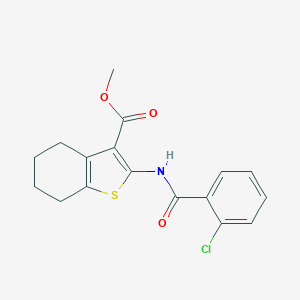 molecular formula C17H16ClNO3S B336804 Methyl 2-[(2-chlorobenzoyl)amino]-4,5,6,7-tetrahydro-1-benzothiophene-3-carboxylate 