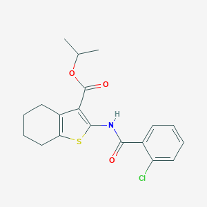 molecular formula C19H20ClNO3S B336806 Isopropyl 2-[(2-chlorobenzoyl)amino]-4,5,6,7-tetrahydro-1-benzothiophene-3-carboxylate 