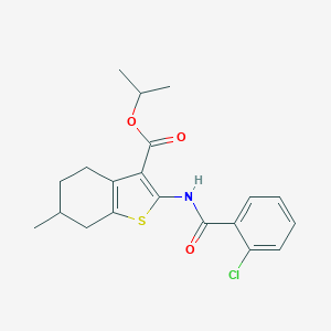 molecular formula C20H22ClNO3S B336808 Isopropyl 2-[(2-chlorobenzoyl)amino]-6-methyl-4,5,6,7-tetrahydro-1-benzothiophene-3-carboxylate 