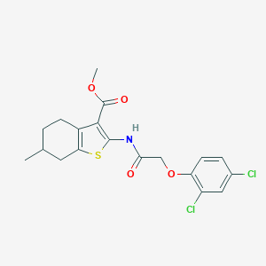molecular formula C19H19Cl2NO4S B336816 Methyl 2-{[(2,4-dichlorophenoxy)acetyl]amino}-6-methyl-4,5,6,7-tetrahydro-1-benzothiophene-3-carboxylate 