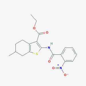 molecular formula C19H20N2O5S B336818 Ethyl 6-methyl-2-[(2-nitrobenzoyl)amino]-4,5,6,7-tetrahydro-1-benzothiophene-3-carboxylate 