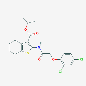 molecular formula C20H21Cl2NO4S B336821 Isopropyl 2-{[(2,4-dichlorophenoxy)acetyl]amino}-4,5,6,7-tetrahydro-1-benzothiophene-3-carboxylate 
