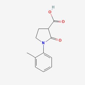 molecular formula C12H13NO3 B3368317 2-Oxo-1-o-tolylpyrrolidine-3-carboxylic acid CAS No. 20841-80-9
