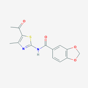 molecular formula C14H12N2O4S B336846 N-(5-acetyl-4-methyl-1,3-thiazol-2-yl)-1,3-benzodioxole-5-carboxamide 