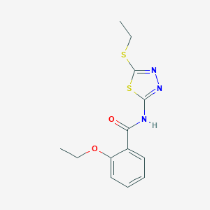 molecular formula C13H15N3O2S2 B336847 2-ethoxy-N-[5-(ethylsulfanyl)-1,3,4-thiadiazol-2-yl]benzamide 