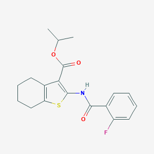 molecular formula C19H20FNO3S B336853 Isopropyl 2-[(2-fluorobenzoyl)amino]-4,5,6,7-tetrahydro-1-benzothiophene-3-carboxylate 