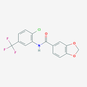 molecular formula C15H9ClF3NO3 B336857 N-[2-chloro-5-(trifluoromethyl)phenyl]-1,3-benzodioxole-5-carboxamide 
