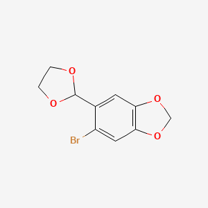 molecular formula C10H9BrO4 B3368578 5-Bromo-6-(1,3-dioxolan-2-yl)-1,3-benzodioxole CAS No. 2139-43-7