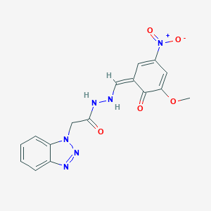 2-(benzotriazol-1-yl)-N'-[(Z)-(5-methoxy-3-nitro-6-oxocyclohexa-2,4-dien-1-ylidene)methyl]acetohydrazide