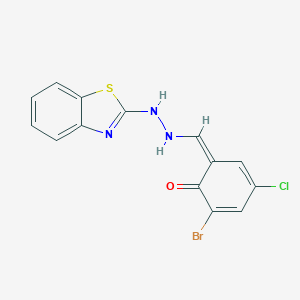 molecular formula C14H9BrClN3OS B336873 (6Z)-6-[[2-(1,3-benzothiazol-2-yl)hydrazinyl]methylidene]-2-bromo-4-chlorocyclohexa-2,4-dien-1-one 