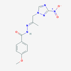 molecular formula C13H14N6O4 B336877 N'-(2-{3-nitro-1H-1,2,4-triazol-1-yl}-1-methylethylidene)-4-methoxybenzohydrazide 