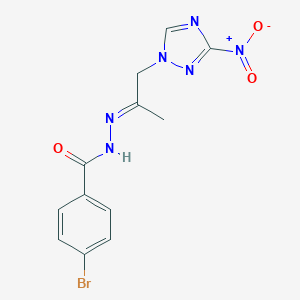 molecular formula C12H11BrN6O3 B336879 4-bromo-N'-(2-{3-nitro-1H-1,2,4-triazol-1-yl}-1-methylethylidene)benzohydrazide 