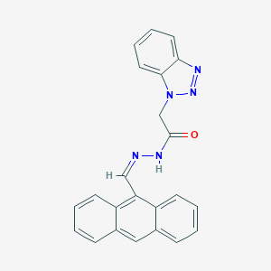 molecular formula C23H17N5O B336881 N'-(9-anthrylmethylene)-2-(1H-1,2,3-benzotriazol-1-yl)acetohydrazide 