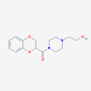 molecular formula C15H20N2O4 B3368830 (2,3-Dihydrobenzo[B][1,4]dioxin-2-YL)(4-(2-hydroxyethyl)piperazin-1-YL) methanone CAS No. 219851-02-2