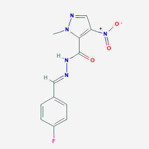 molecular formula C12H10FN5O3 B336891 N'-(4-fluorobenzylidene)-4-nitro-1-methyl-1H-pyrazole-5-carbohydrazide 