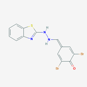 molecular formula C14H9Br2N3OS B336907 4-[[2-(1,3-benzothiazol-2-yl)hydrazinyl]methylidene]-2,6-dibromocyclohexa-2,5-dien-1-one 