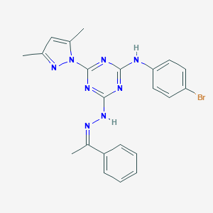 molecular formula C22H21BrN8 B336913 1-phenylethanone [4-(4-bromoanilino)-6-(3,5-dimethyl-1H-pyrazol-1-yl)-1,3,5-triazin-2-yl]hydrazone 