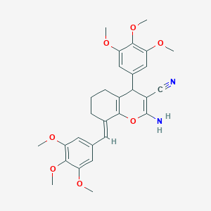 molecular formula C29H32N2O7 B336914 2-amino-8-(3,4,5-trimethoxybenzylidene)-4-(3,4,5-trimethoxyphenyl)-5,6,7,8-tetrahydro-4H-chromene-3-carbonitrile 