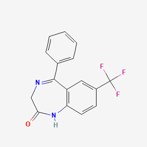 molecular formula C16H11F3N2O B3369179 2H-1,4-Benzodiazepin-2-one, 1,3-dihydro-5-phenyl-7-(trifluoromethyl)- CAS No. 2285-16-7