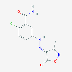 molecular formula C11H9ClN4O3 B336918 2-chloro-5-[(2E)-2-(3-methyl-5-oxo-1,2-oxazol-4-ylidene)hydrazinyl]benzamide 