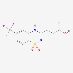 molecular formula C11H9F3N2O4S B033693 6-(Trifluoromethyl)-2H-1,2,4-benzothiadiazine-3-propanoic acid 1,1-dioxide CAS No. 101063-98-3
