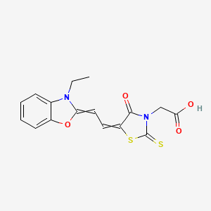 molecular formula C16H14N2O4S2 B3369349 3-Thiazolidineacetic acid, 5-[(3-ethyl-2(3H)-benzoxazolylidene)ethylidene]-4-oxo-2-thioxo- CAS No. 23236-18-2