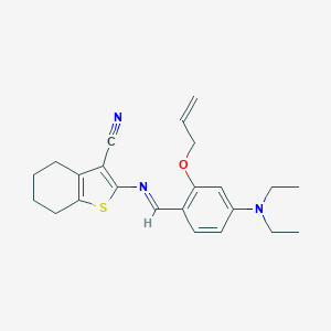 molecular formula C23H27N3OS B336941 2-{[2-(Allyloxy)-4-(diethylamino)benzylidene]amino}-4,5,6,7-tetrahydro-1-benzothiophene-3-carbonitrile 