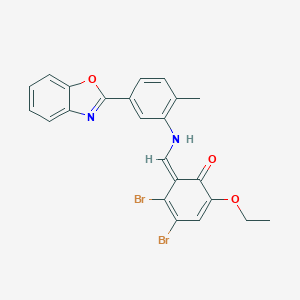 molecular formula C23H18Br2N2O3 B336942 (6E)-6-[[5-(1,3-benzoxazol-2-yl)-2-methylanilino]methylidene]-4,5-dibromo-2-ethoxycyclohexa-2,4-dien-1-one 