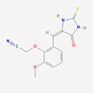 molecular formula C13H11N3O3S B336943 {2-Methoxy-6-[(5-oxo-2-thioxo-4-imidazolidinylidene)methyl]phenoxy}acetonitrile 