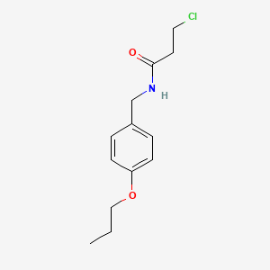 molecular formula C13H18ClNO2 B3369491 3-chloro-N-(4-propoxybenzyl)propanamide CAS No. 2364-78-5