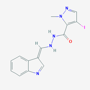 molecular formula C14H12IN5O B336960 N'-[(Z)-indol-3-ylidenemethyl]-4-iodo-2-methylpyrazole-3-carbohydrazide 